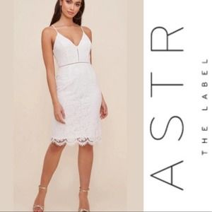 ASTR The Label Lace Inset Lattice Sheath Dress